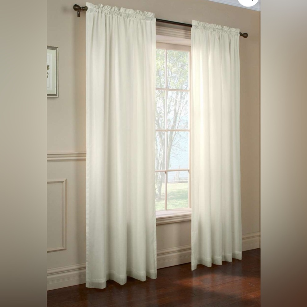 Rhapsody NWT eggshell sheer voile curtain panel - 104 wide X 63 long